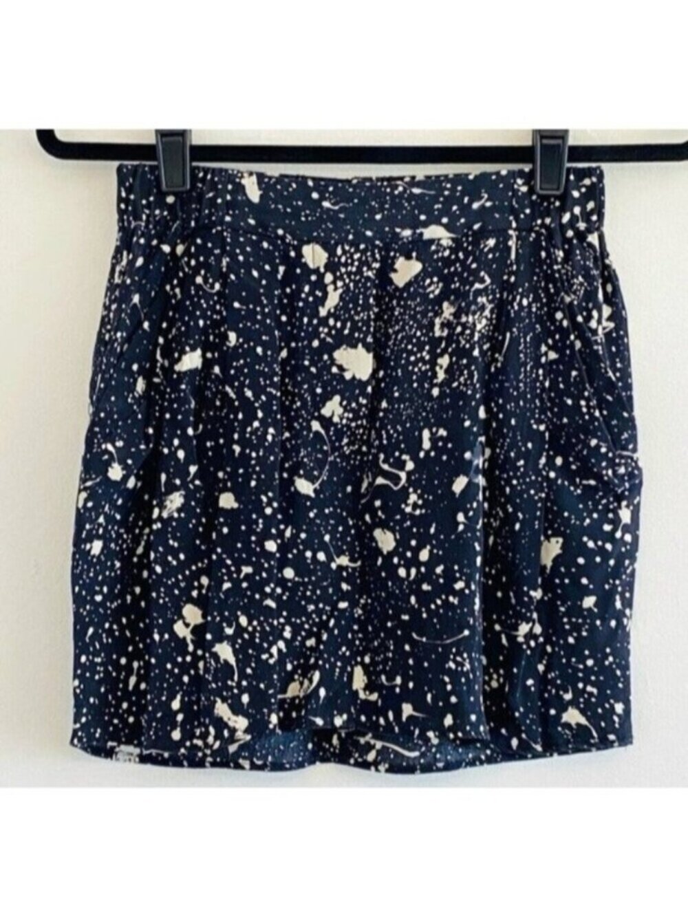 3.1 Phillip Lim 100% Silk Mini Skirt Pockets Black Cream Splatter Pencil Size 4